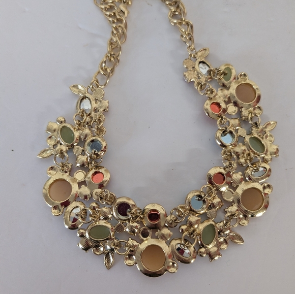 Necklace Bib Rhinestone Colorful Eye Catching - Picture 4 of 4